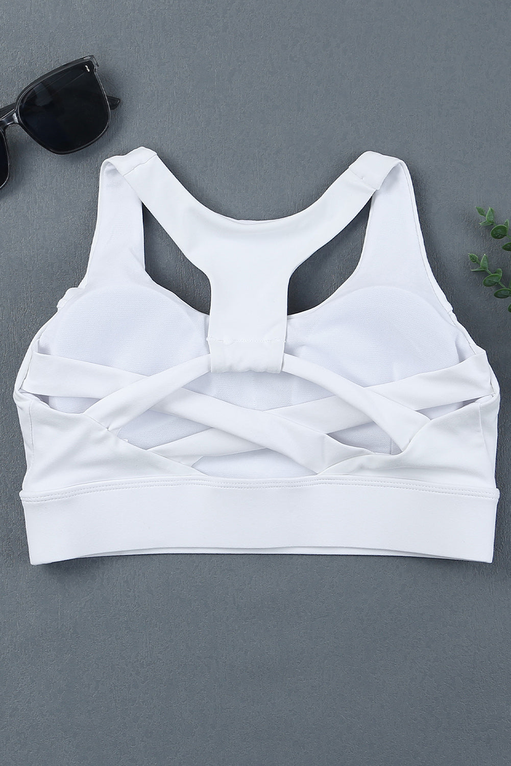 Honeybee Mumford's White Athletic Push Up Sports Bra