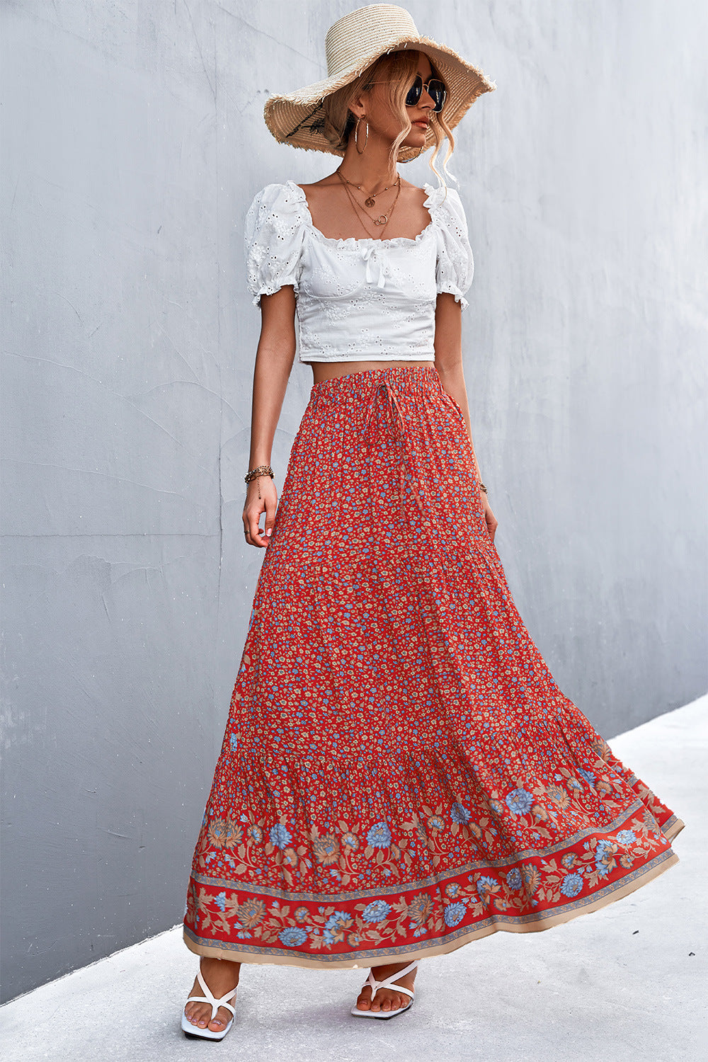 Honeybee Mumford's Floral Tied Maxi Skirt