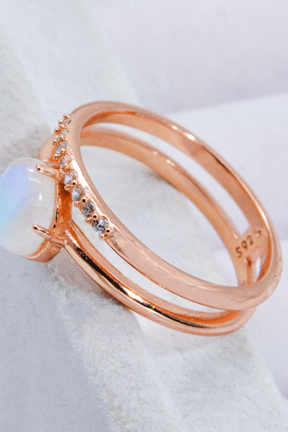 Honeybee Mumford's Natural Moonstone and Double-Layered Ring