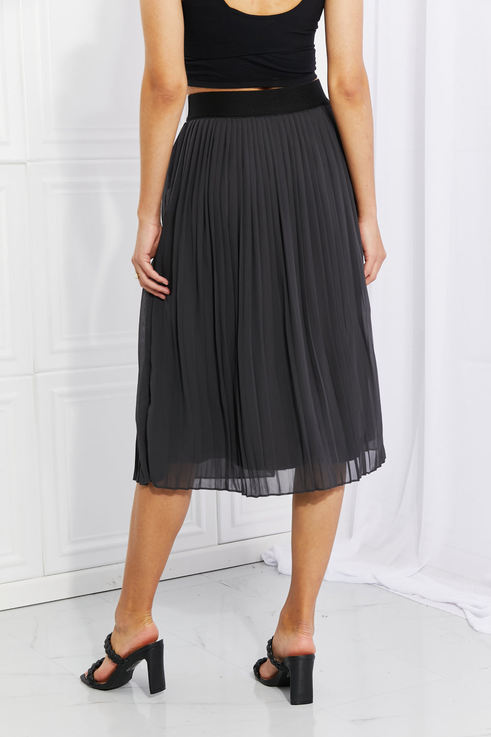 Honeybee Mumford's Full Size Romantic At Heart Pleated Chiffon Midi Skirt