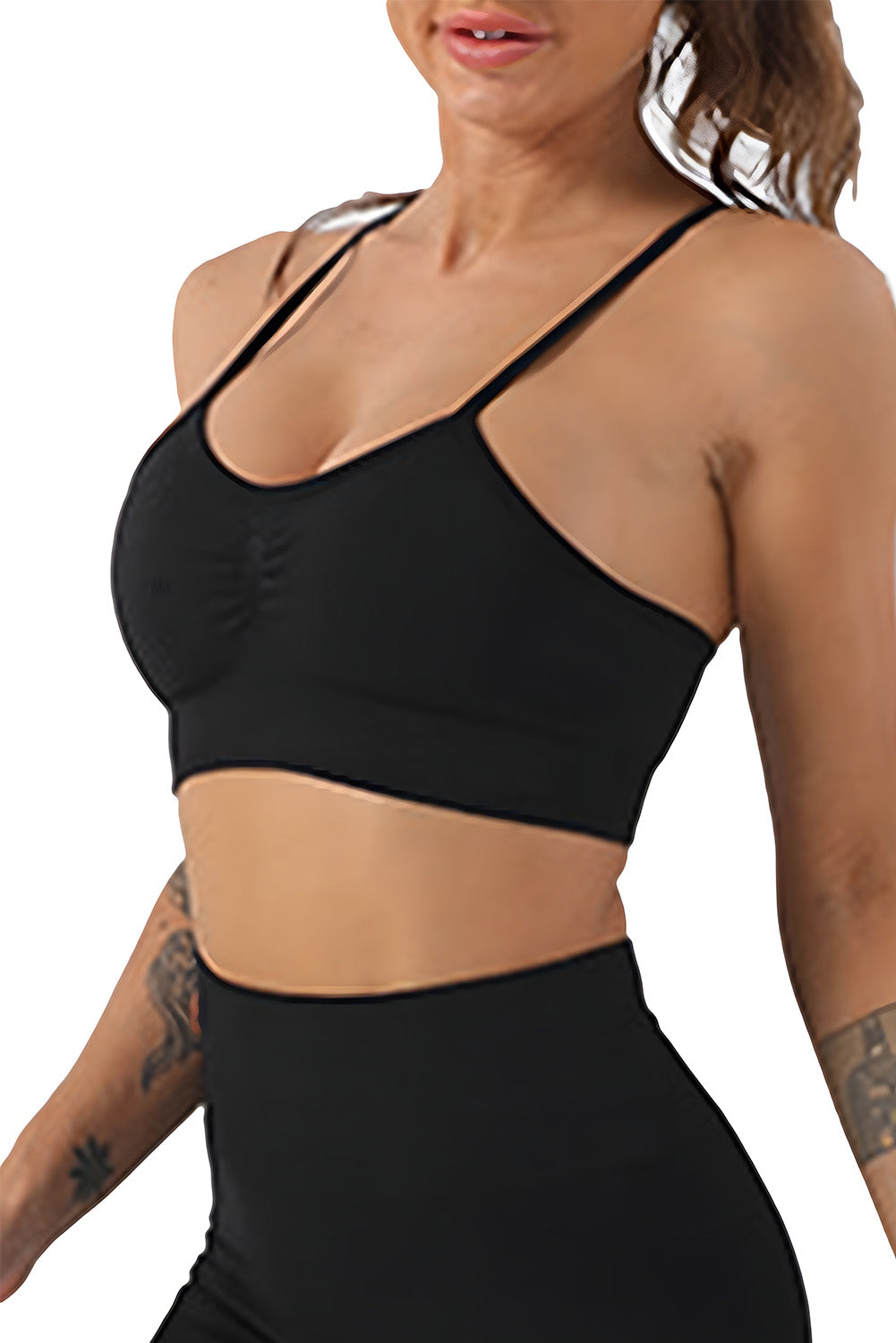 honeybee Mumford's Black Adjustable Spaghetti Strap Sports Bra