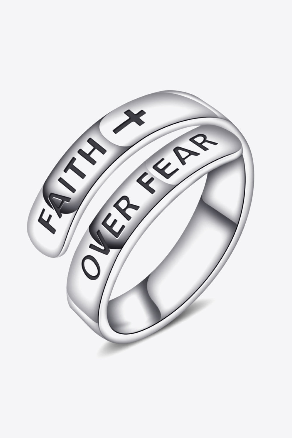 Honeybee Mumford's Silver "FAITH OVER FEAR" Bypass Ring