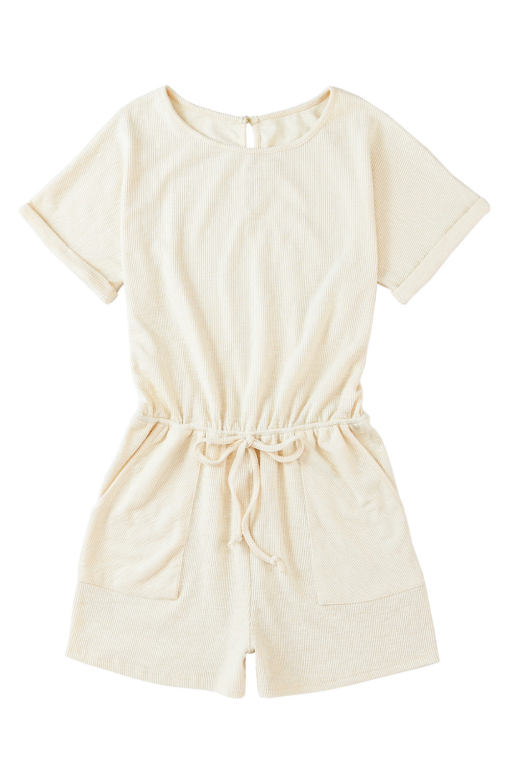 Honeybee Mumford's Beige Ribbed Elastic Waist Romper