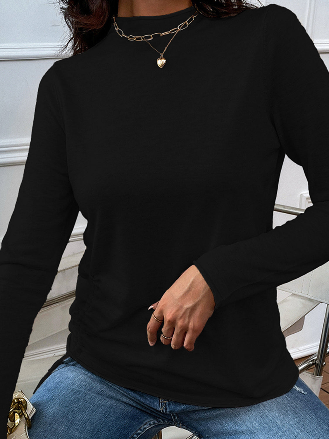 Honeybee Mumford's Mock Neck Long Sleeve Knit Top