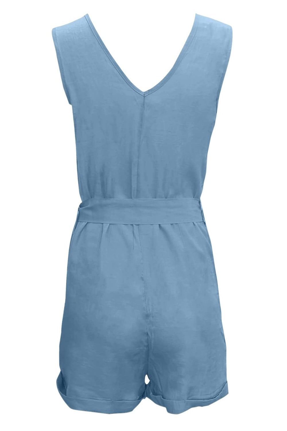 Honeybee Mumford's Full Size Tied V-Neck Sleeveless Romper with Pockets