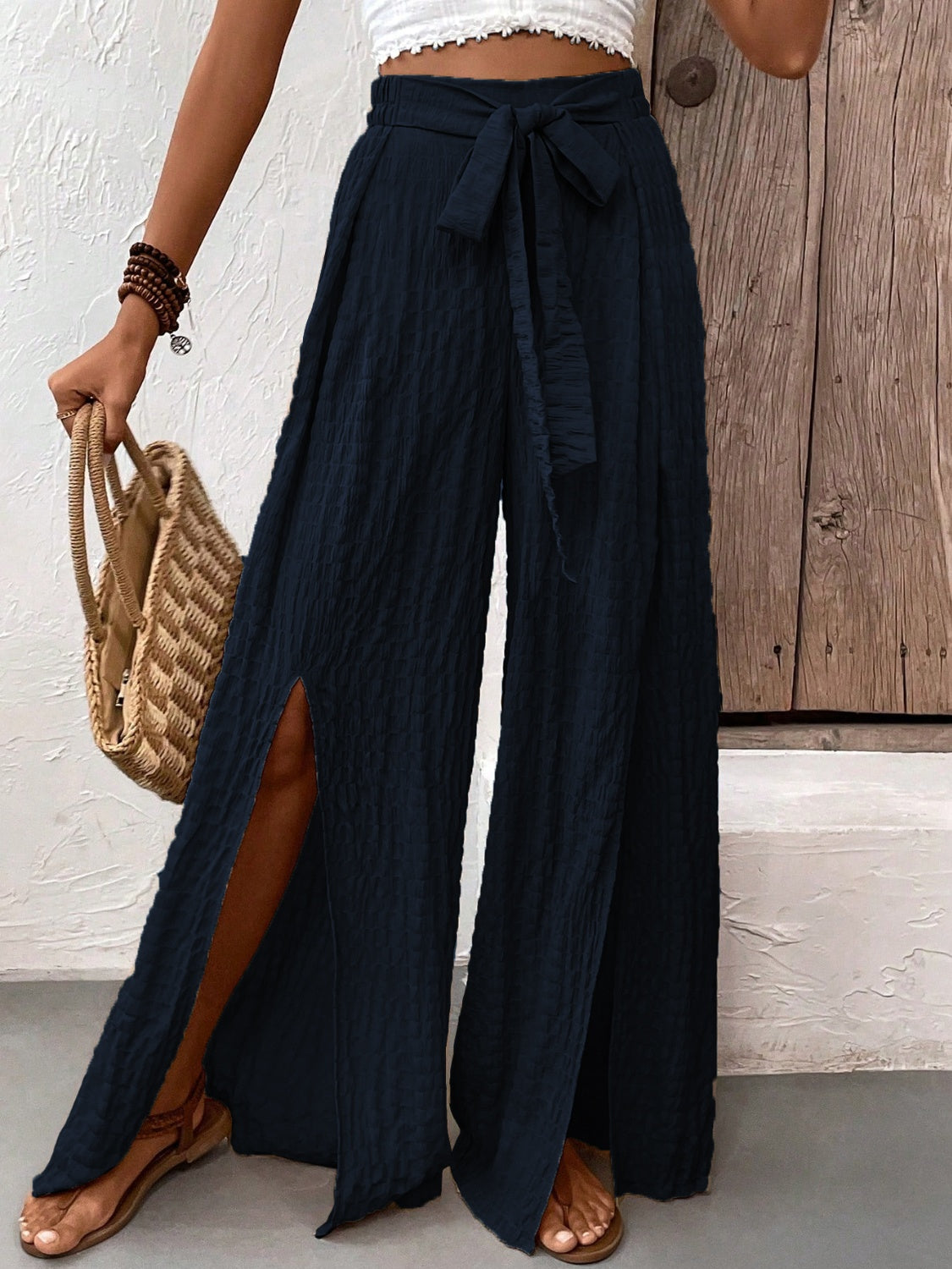 Honeybee Mumford's Tied Slit Wide Leg Pants