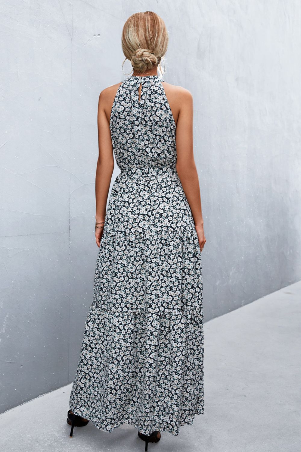 Honeybee Mumford's Printed Sleeveless Tie Waist Maxi Dress