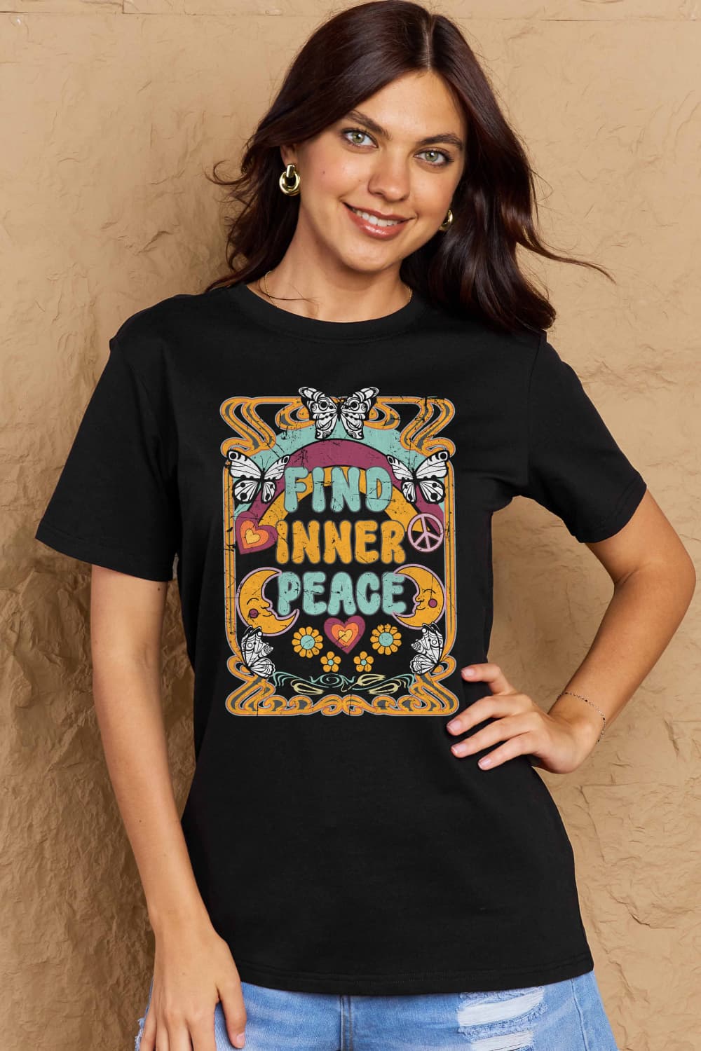 Honeybee Mumford's Simply Love Full Size FIND INNER PEACE Graphic Cotton T-Shirt