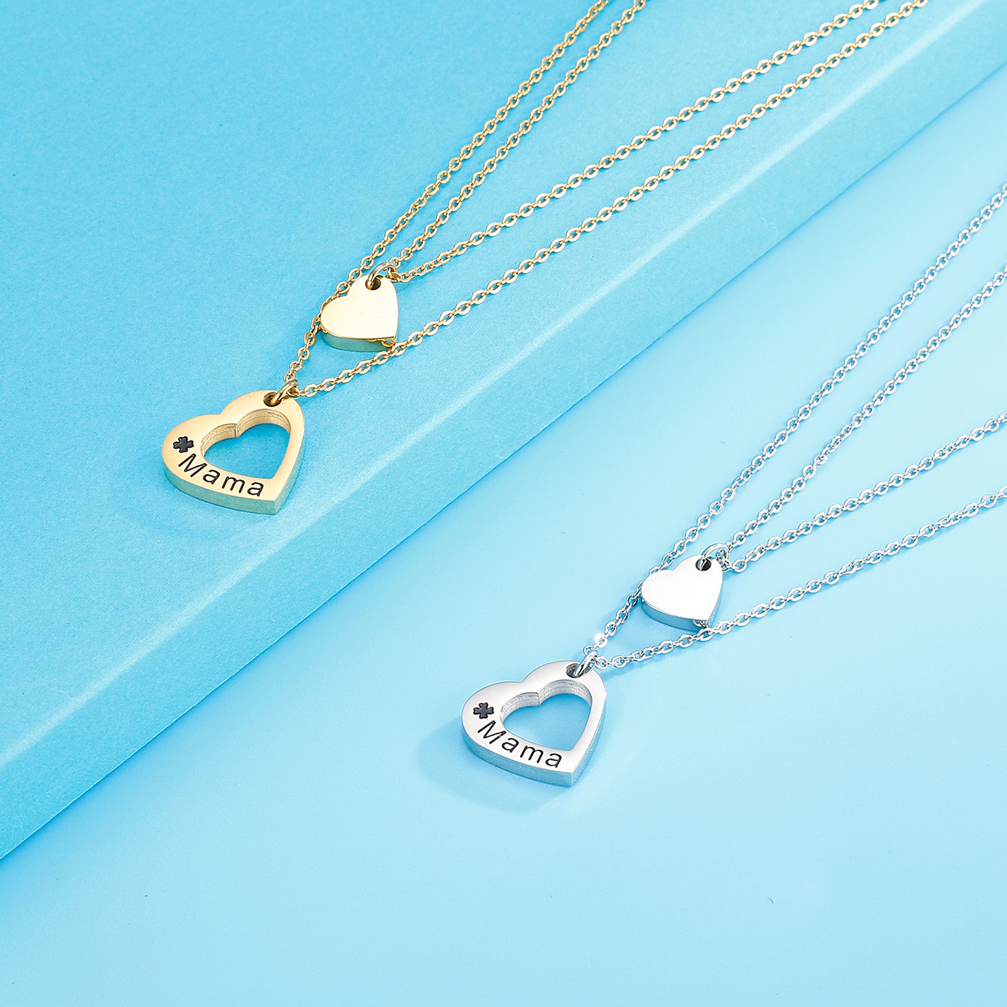 Honeybee Mumford's "Mama" Heart Cutout Double-Layered Necklace