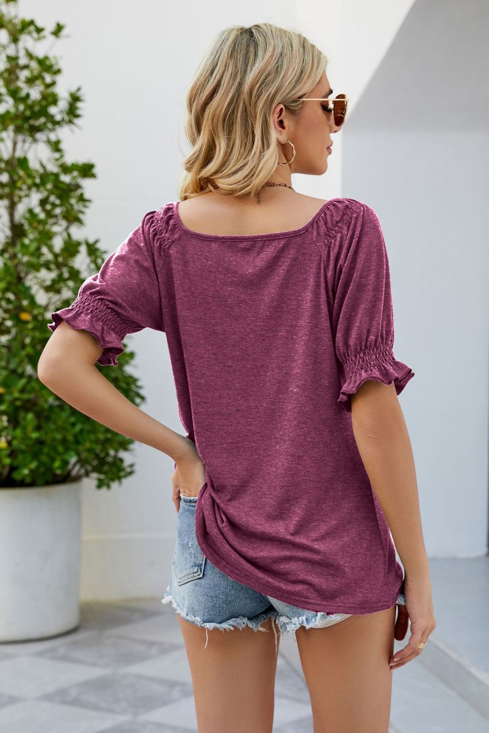 Honeybee Mumford's Short Flounce Sleeve Top