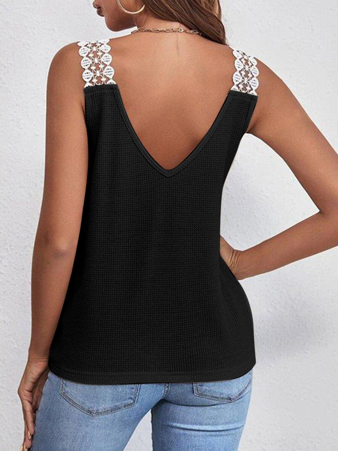 Honeybee Mumford's Full Size Lace Detail V-Neck Tank