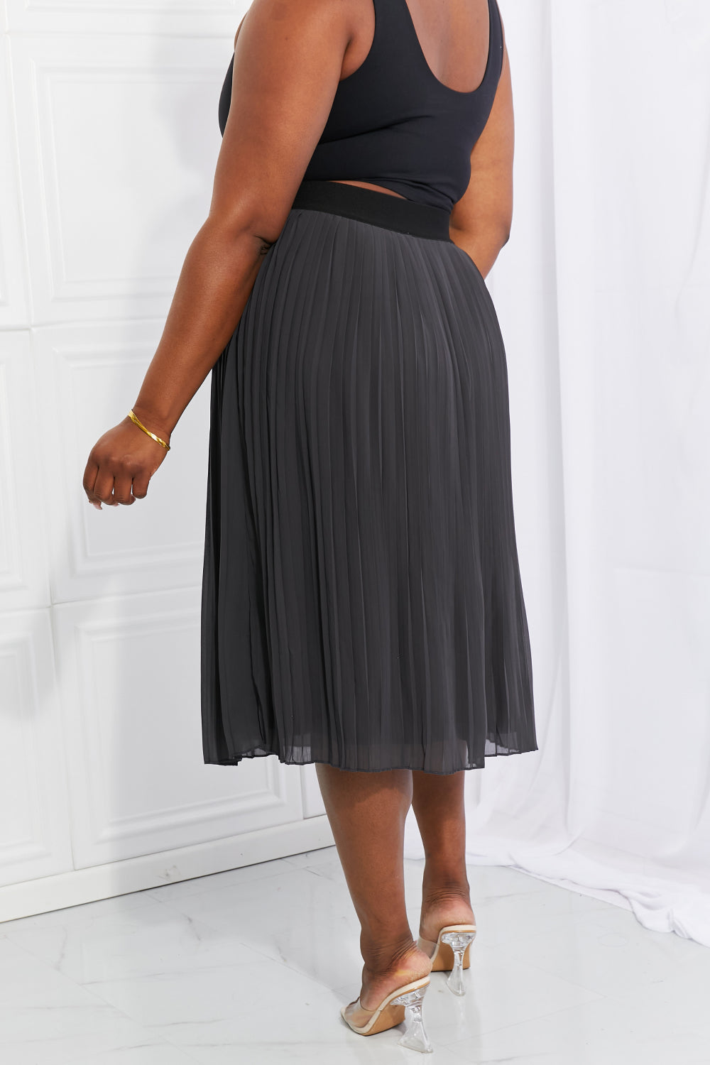 Honeybee Mumford's Full Size Romantic At Heart Pleated Chiffon Midi Skirt