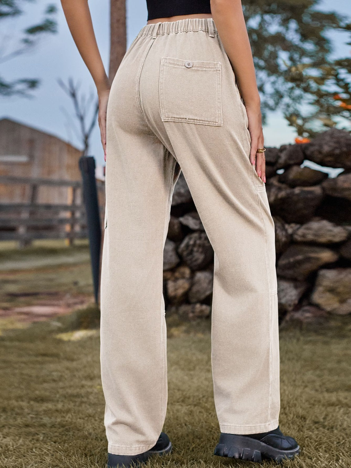 Honeybee Mumford's High Waist Cargo Straight Jeans