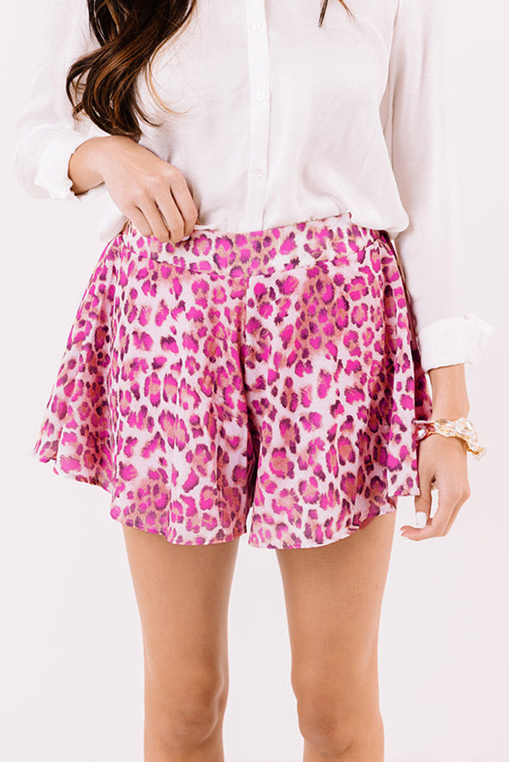 Honeybee Mumford's Rose Leopard Print Flutter Casual Shorts