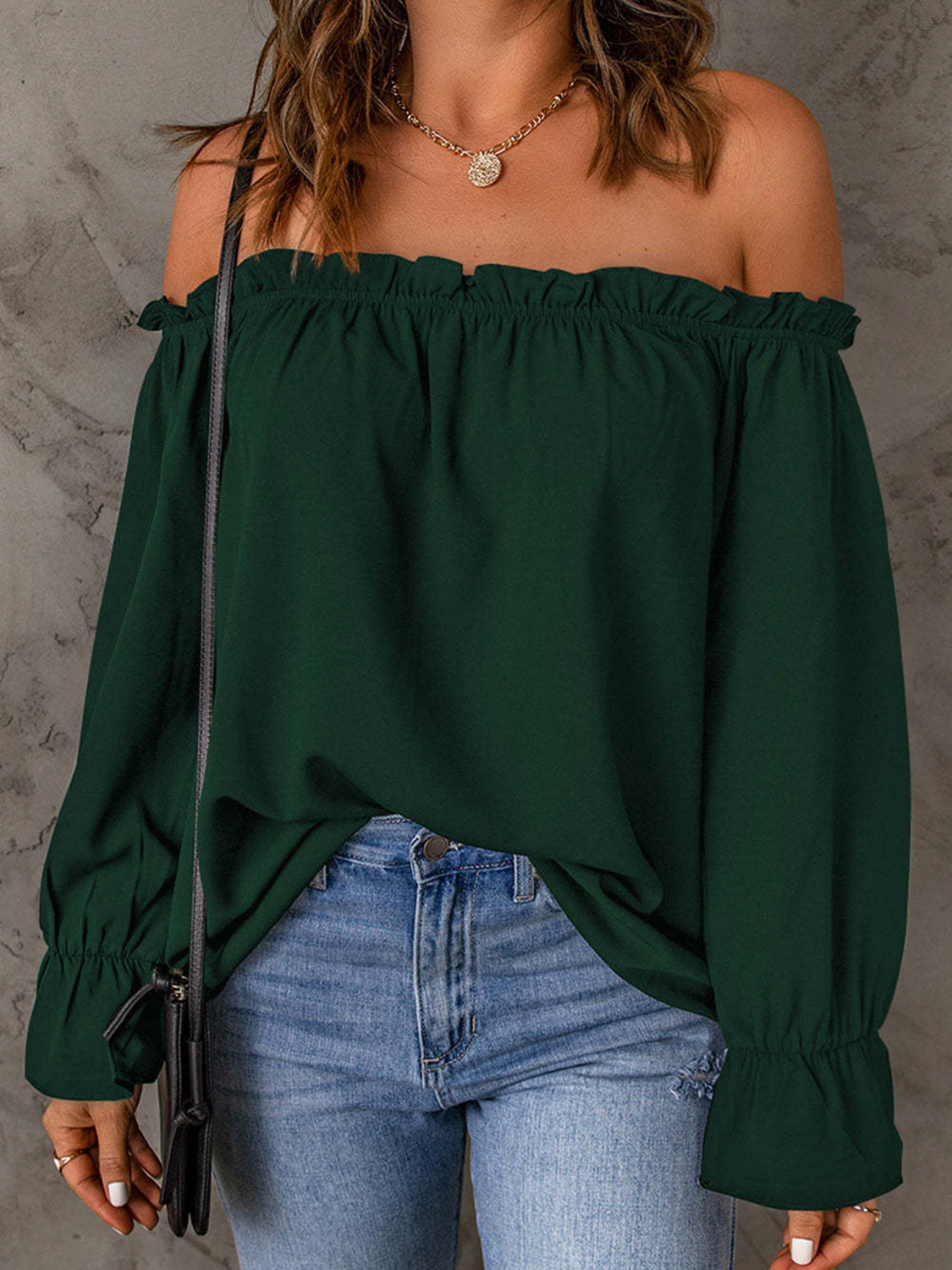 Honeybee Mumford's Off-Shoulder Flounce Sleeve Blouse