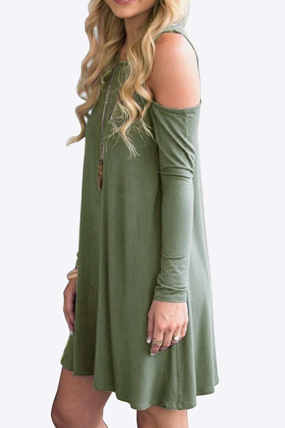 Honeybee Mumford's Cold-Shoulder Long Sleeve Round Neck Dress