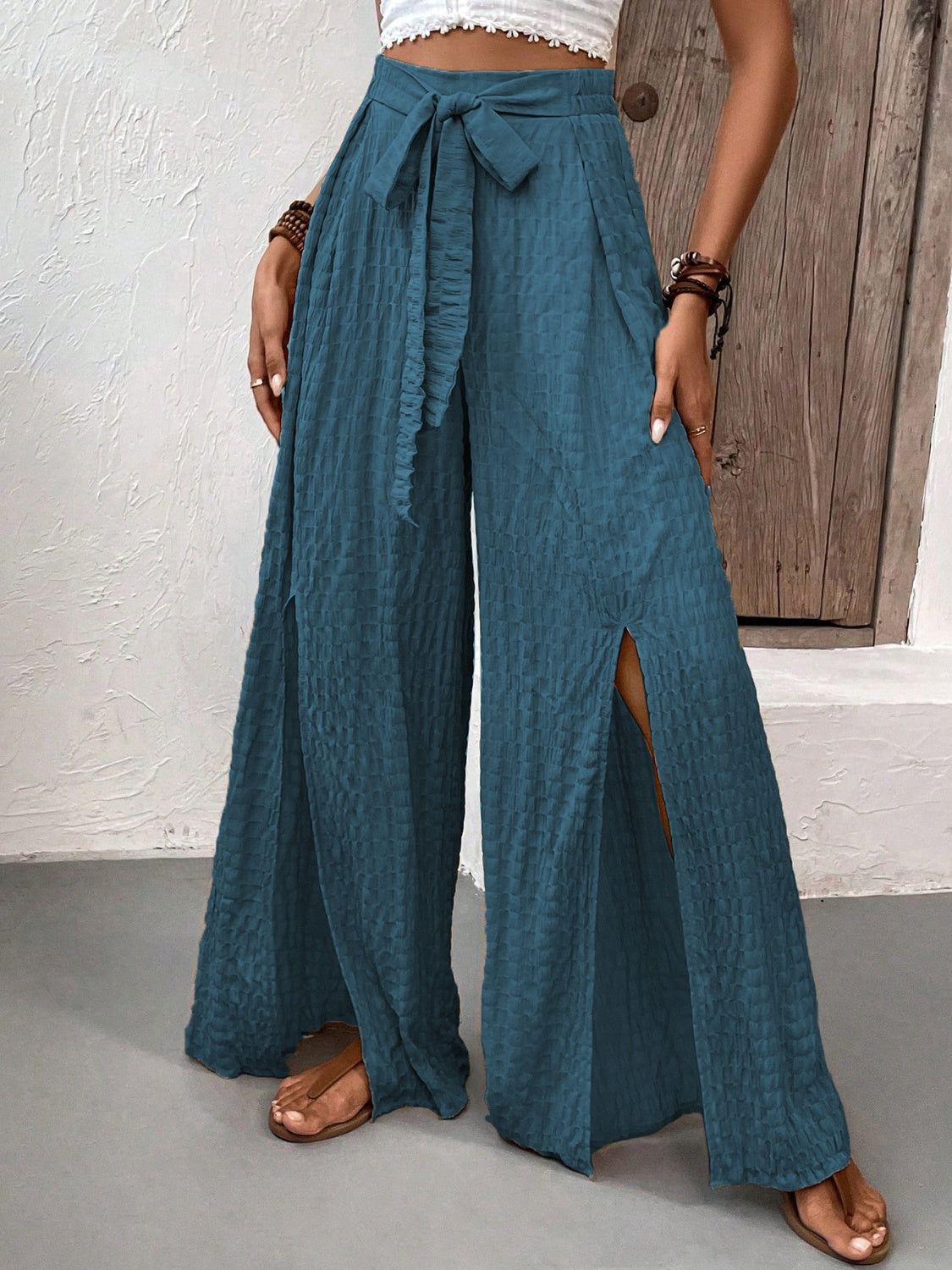 Honeybee Mumford's Tied Slit Wide Leg Pants