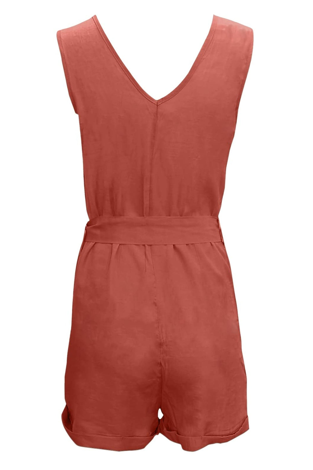 Honeybee Mumford's Full Size Tied V-Neck Sleeveless Romper with Pockets