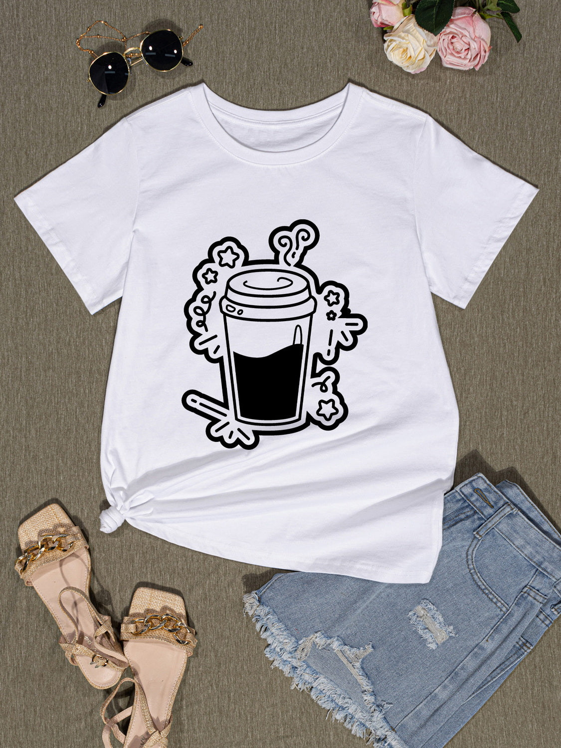 Honeybee Mumford's Coffee Round Neck Short Sleeve T-Shirt