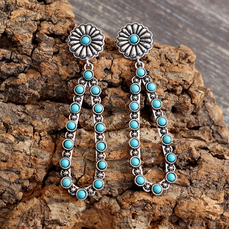 honeybee Mumford's Flower Turquoise Teardrop Earrings