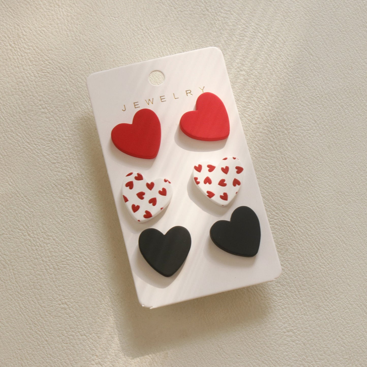 honeybee Mumford's 3 Piece Acrylic Heart Stud Earrings