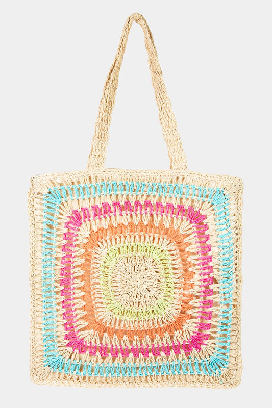 Honeybee Mumford's Rainbow Crochet Knit Tote Bag