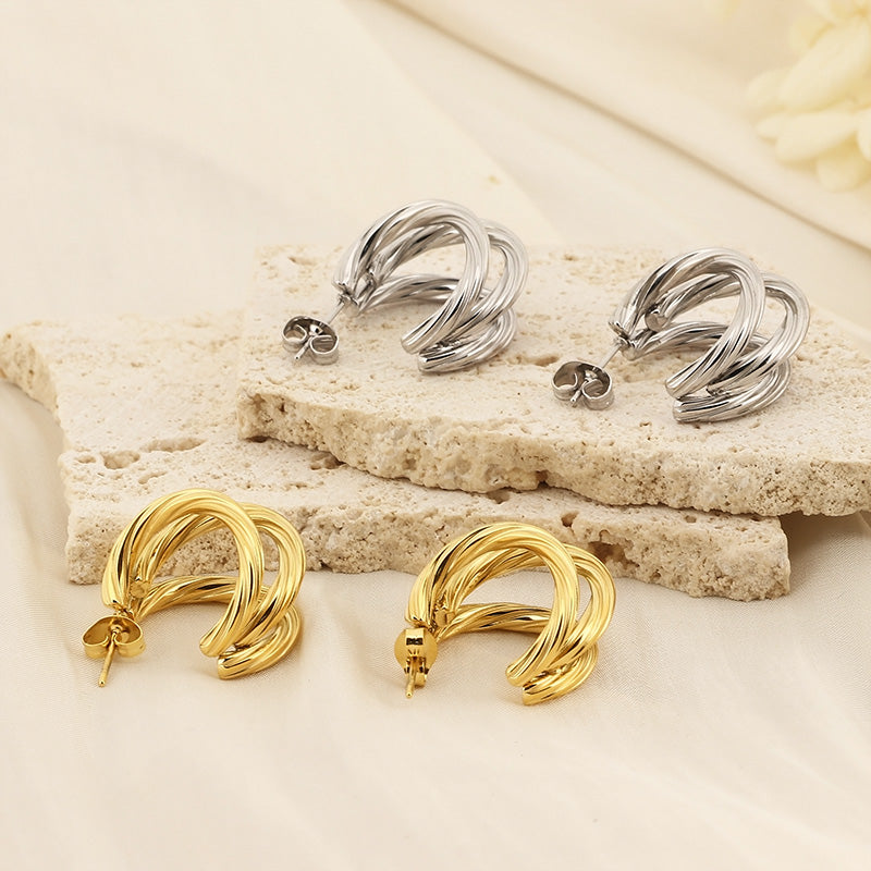 honeybee Mumford's Three-Layered C-Hoop Earrings