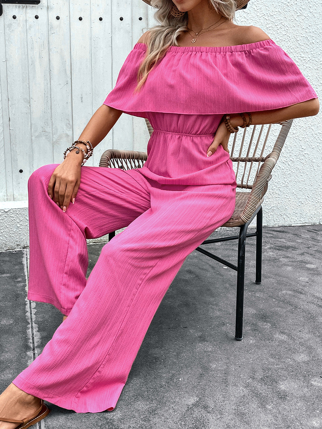 Honeybee Mumford's Off-Shoulder Wide Leg Jumpsuit