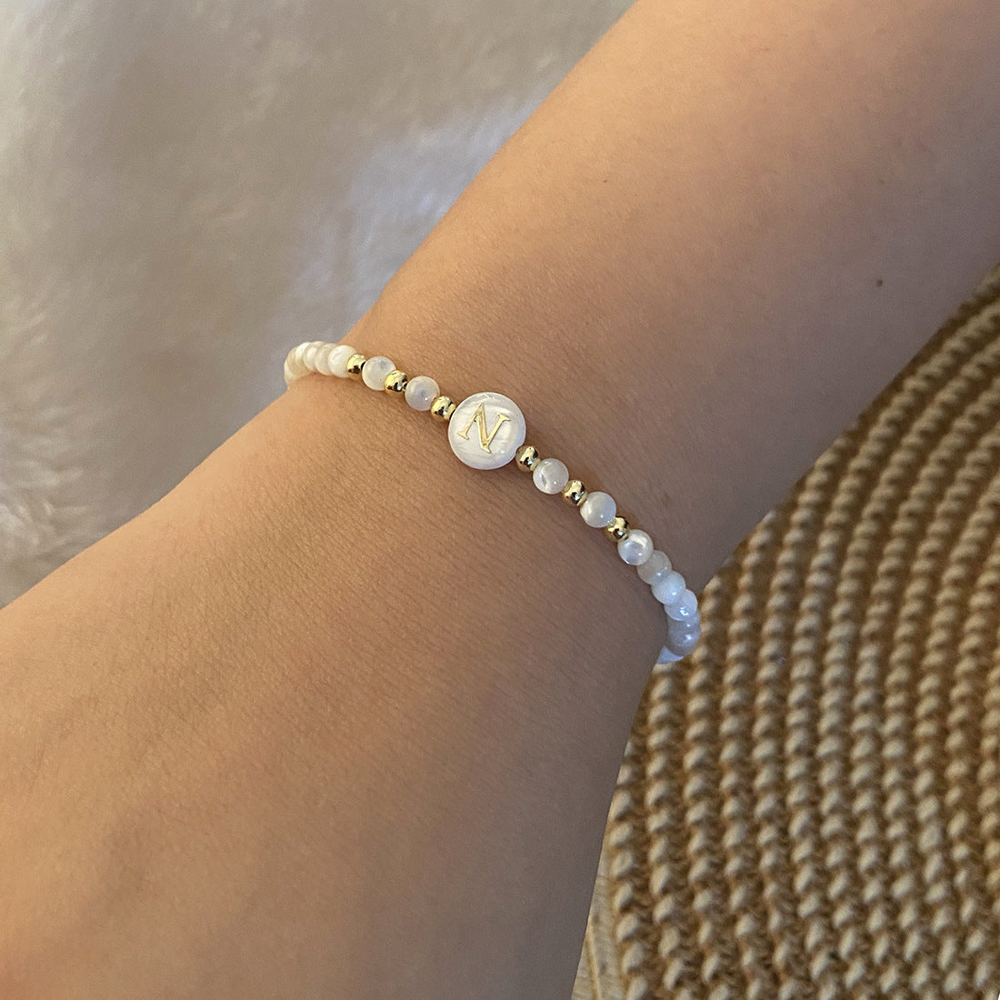 Honeybee Mumford's Shell Letter Bead Bracelet