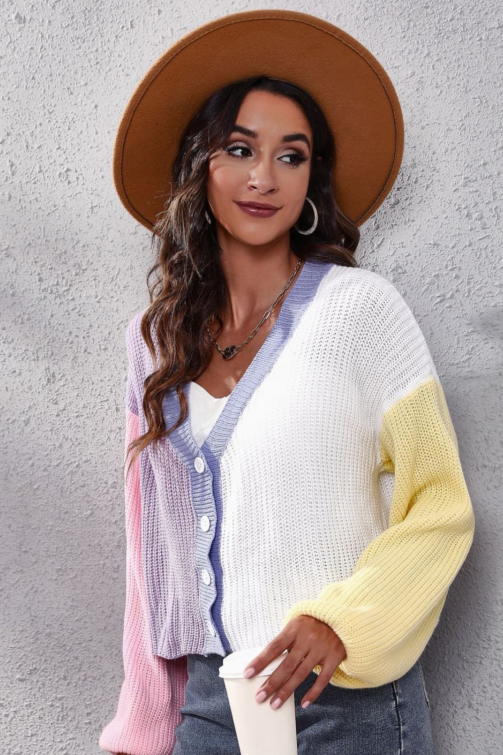 Honeybee Mumford's Color Block Ribbed Long Sleeve Cardigan