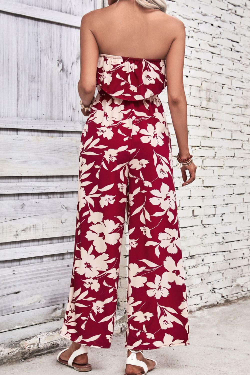 Honeybee Mumford's Floral Strapless Wide Leg Jumpsuit