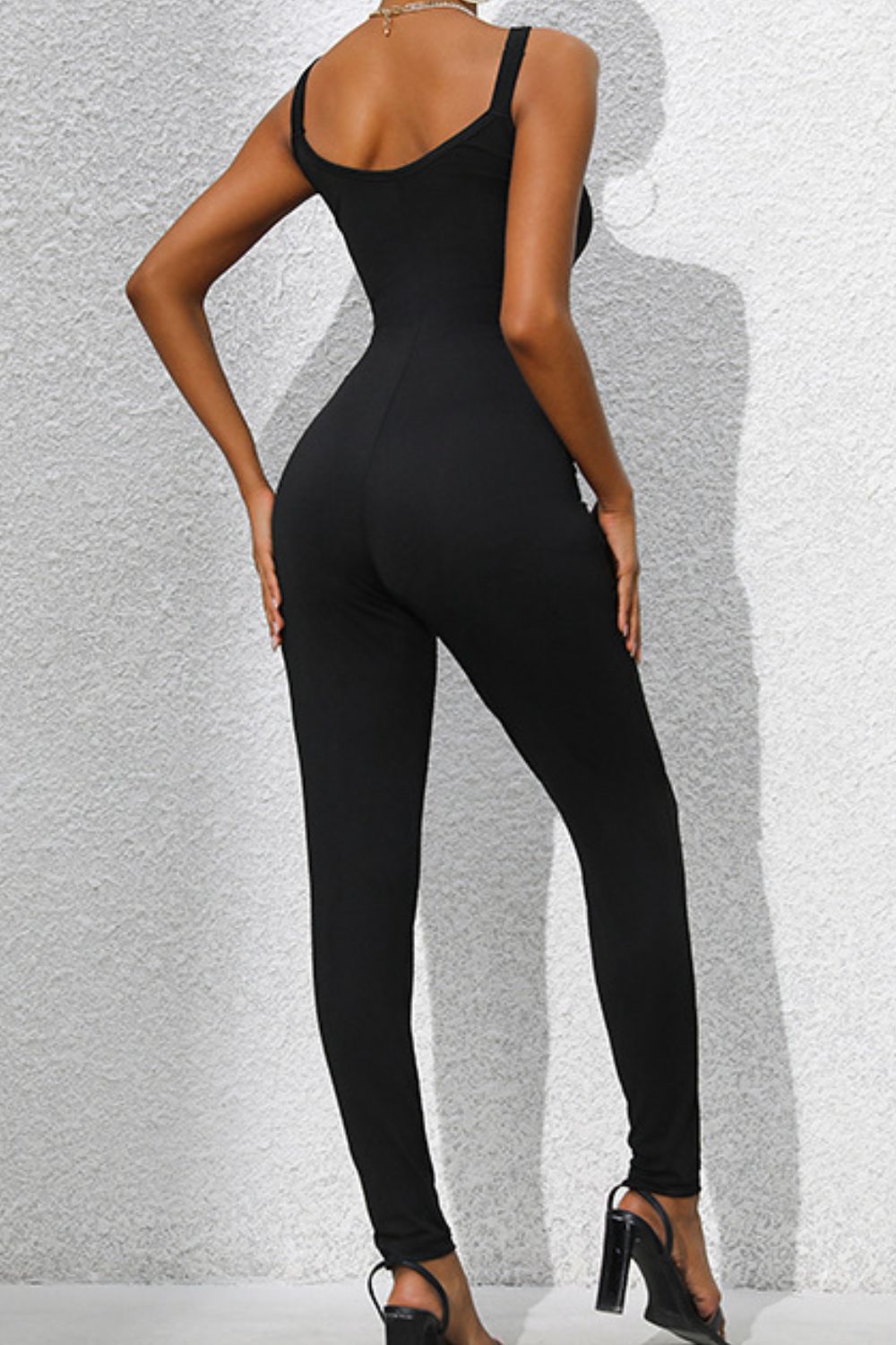 Honeybee Mumford's Scoop Neck Wide Strap Skinny Jumpsuit