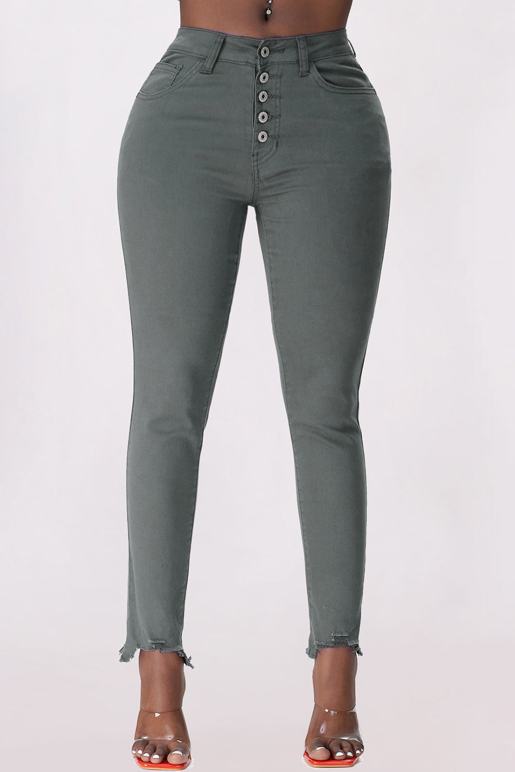 Honeybee Mumford's Gray or Moss green Hem Detail Skinny Jeans