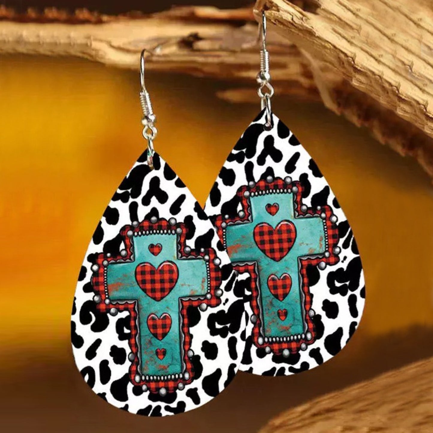 honeybee Mumford's Leather Iron Hook Teardrop Earrings