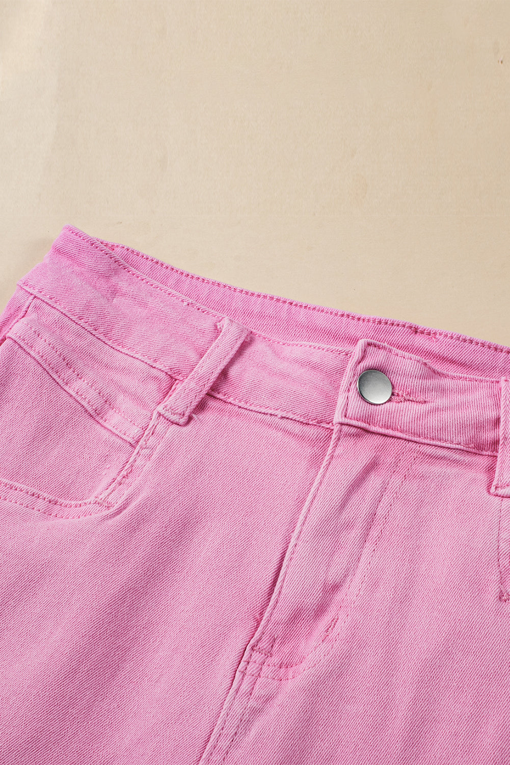 Honeybee Mumford's Pink Frayed Edge Mid Rise Denim Shorts