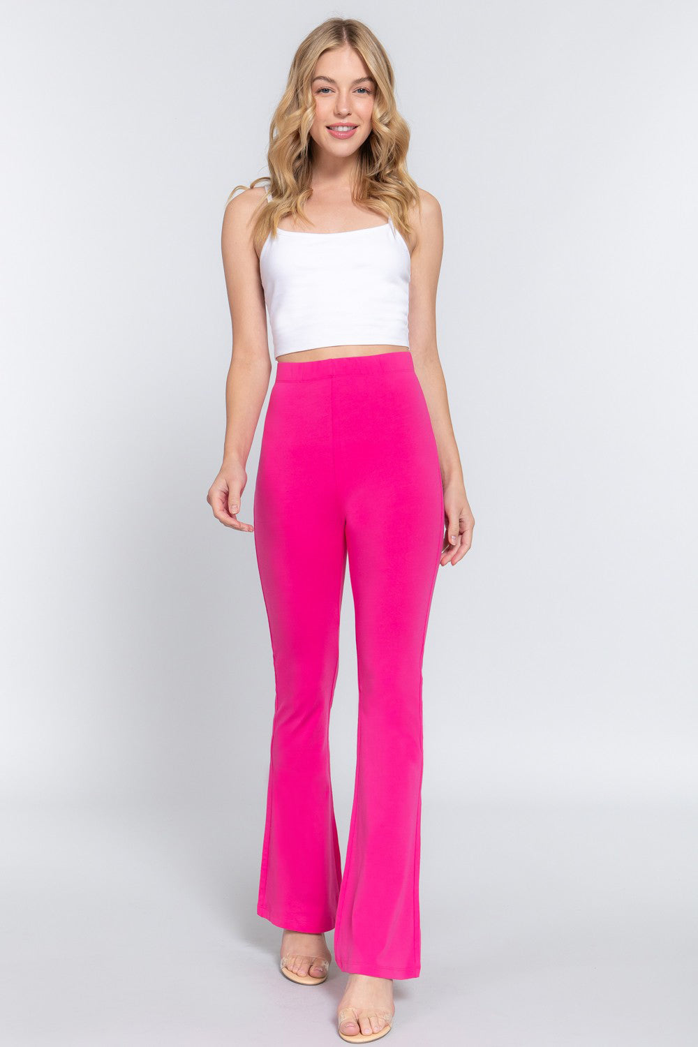 honeybee Mumford's Hot pink Slim Flare Yoga Pants w/Waist Elastic Slim