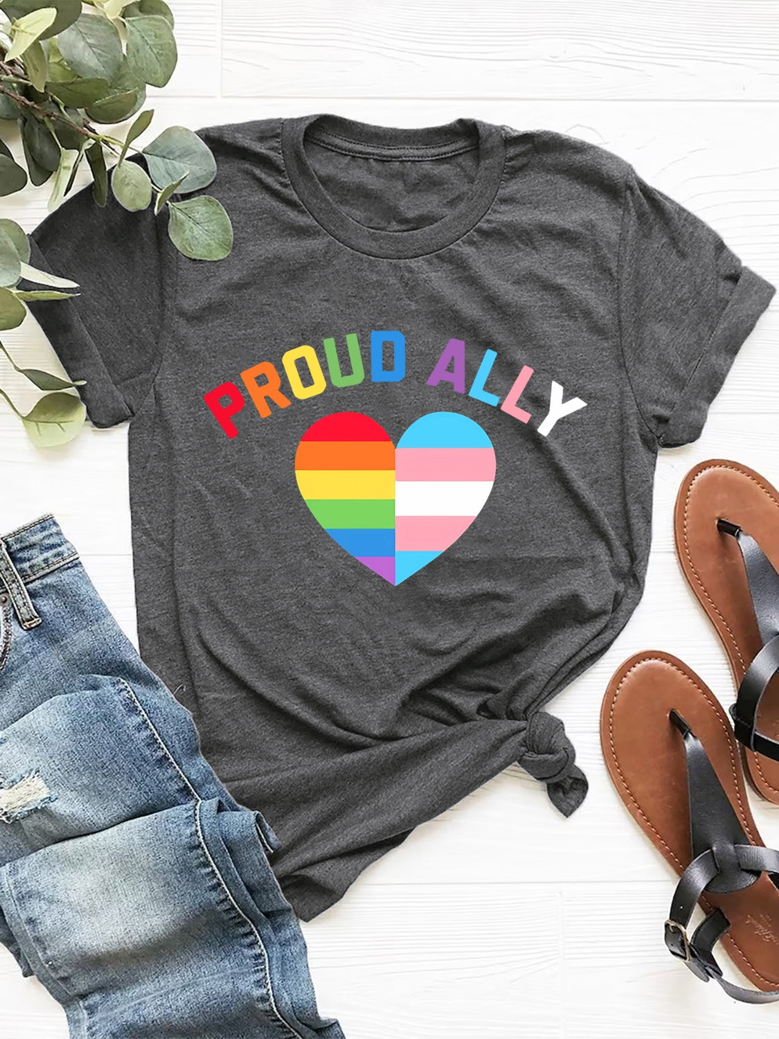 Honeybee Mumford's PROUD ALLY Round Neck Short Sleeve T-Shirt