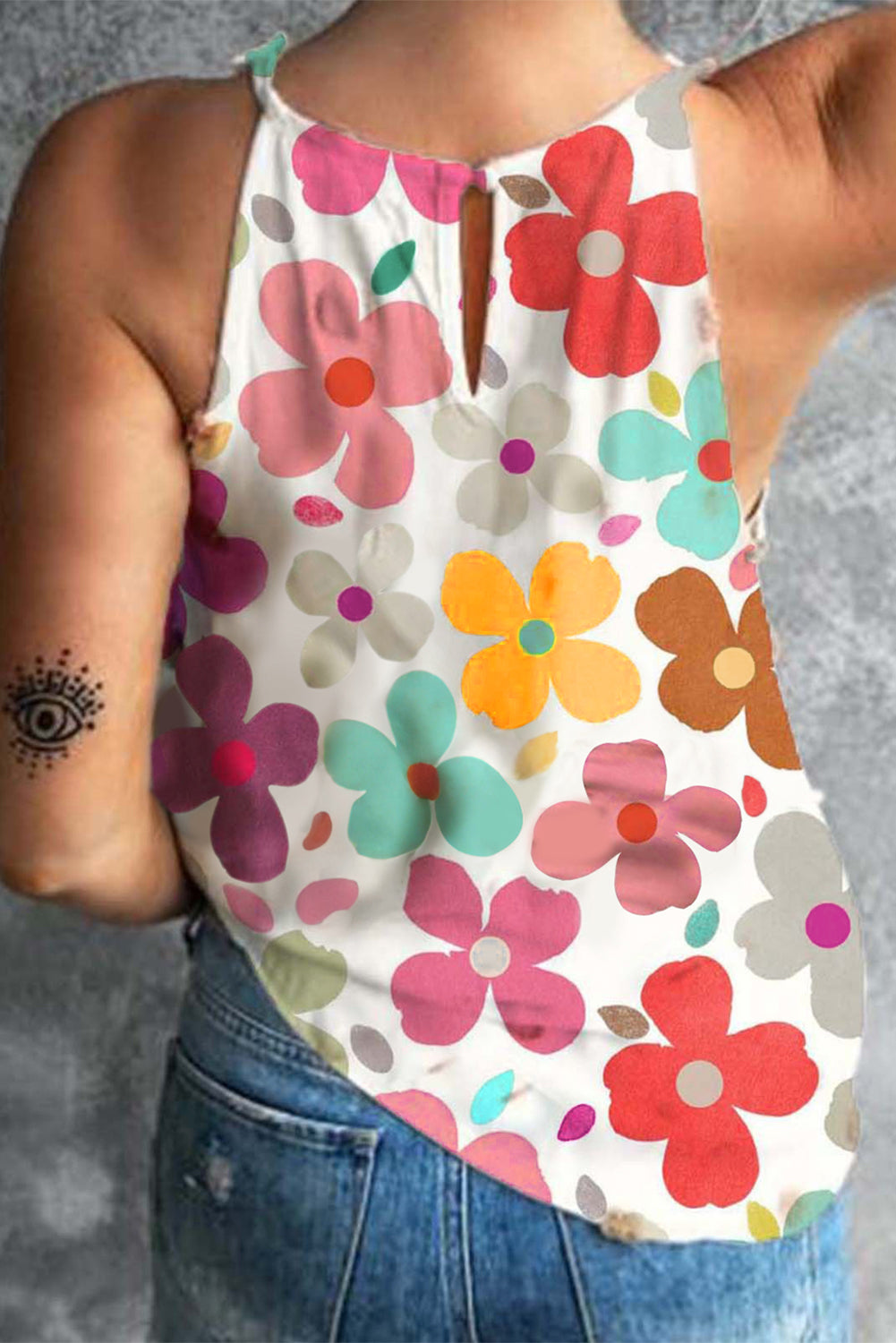 Honeybee Mumford's Flower Printed Round Neck Tank