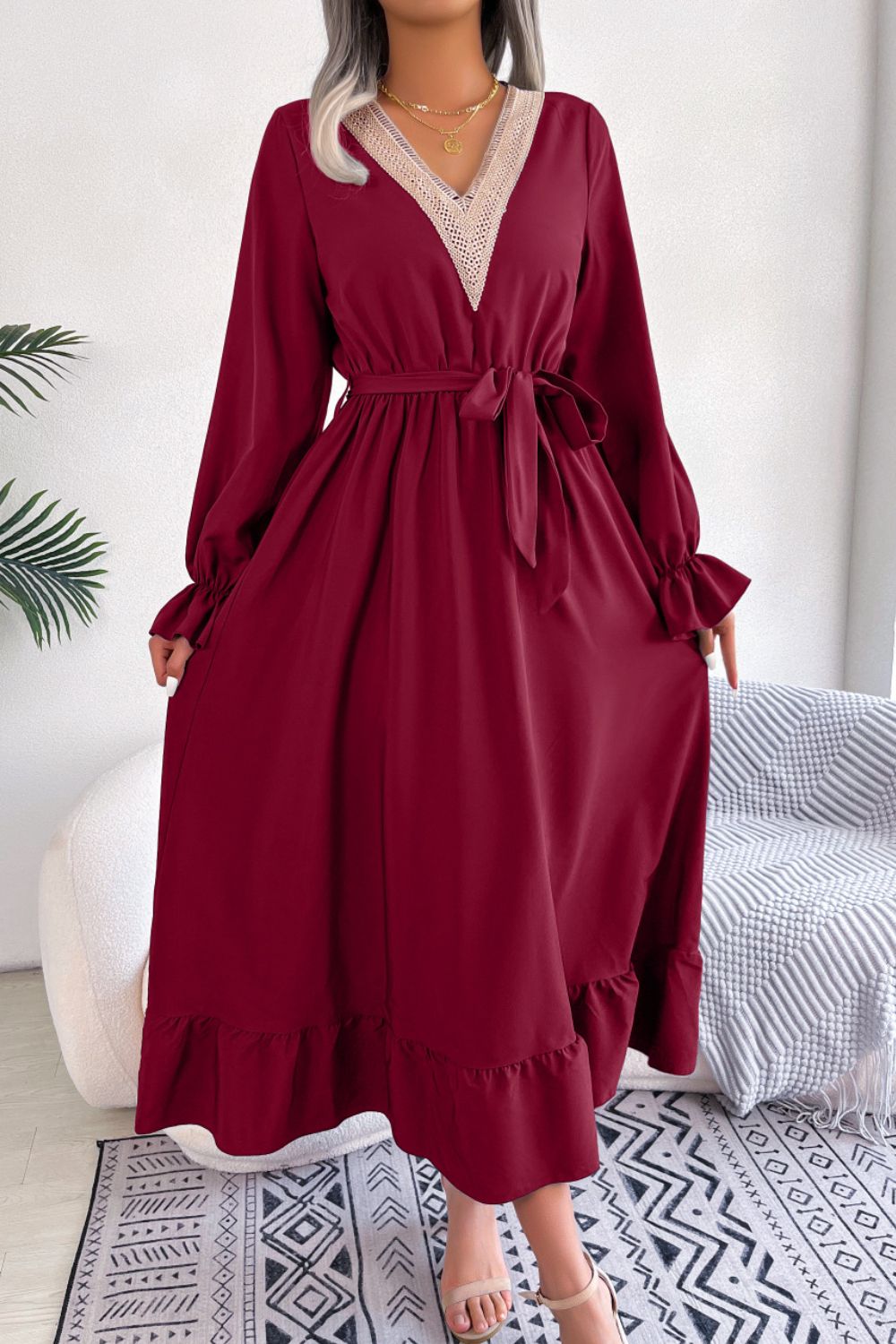 Honeybee Mumford's Long Sleeve Dress w/ Contrast Belted