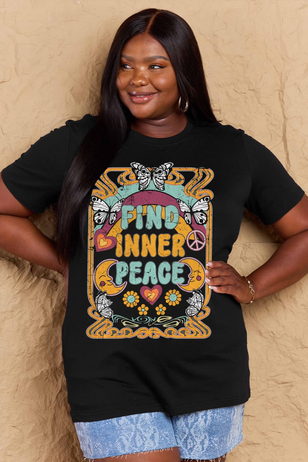 Honeybee Mumford's Simply Love Full Size FIND INNER PEACE Graphic Cotton T-Shirt