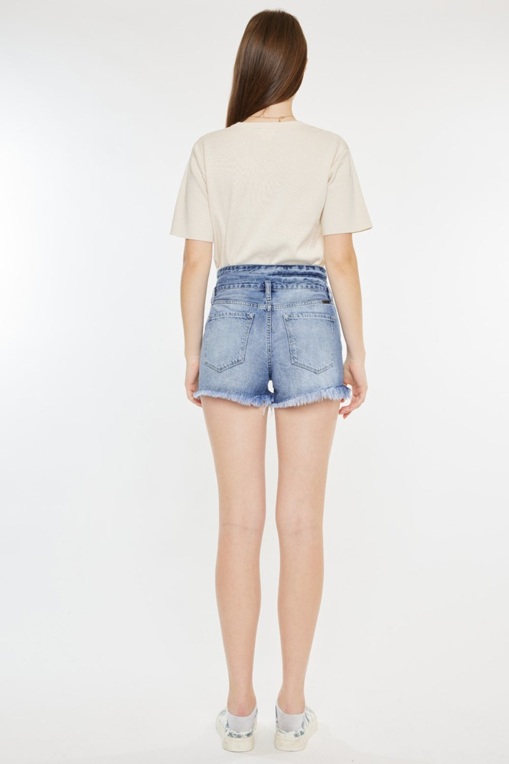 Honeybee Mumford's High Rise Frayed Hem Denim Shorts