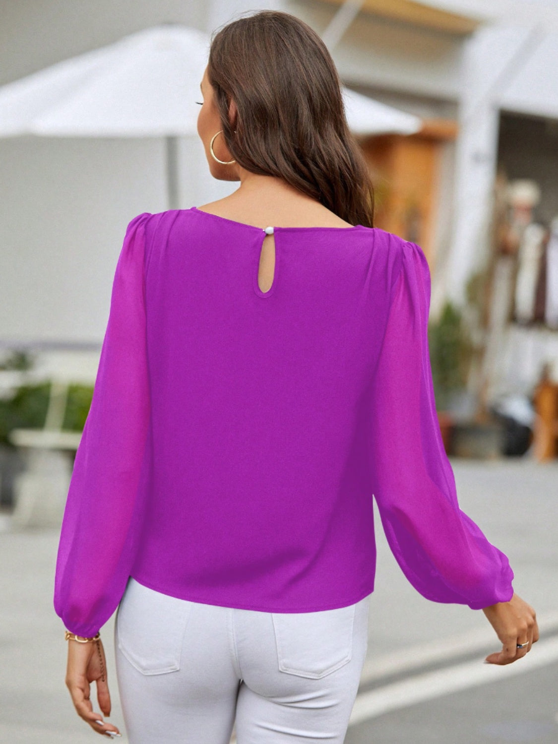 Honeybee Mumford's Round Neck Long Sleeve Blouse