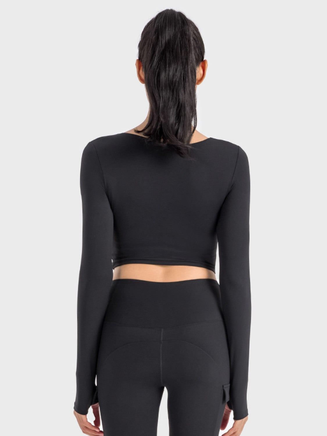 Honeybee Mumford's Ruched Cropped Long Sleeve Sports Top