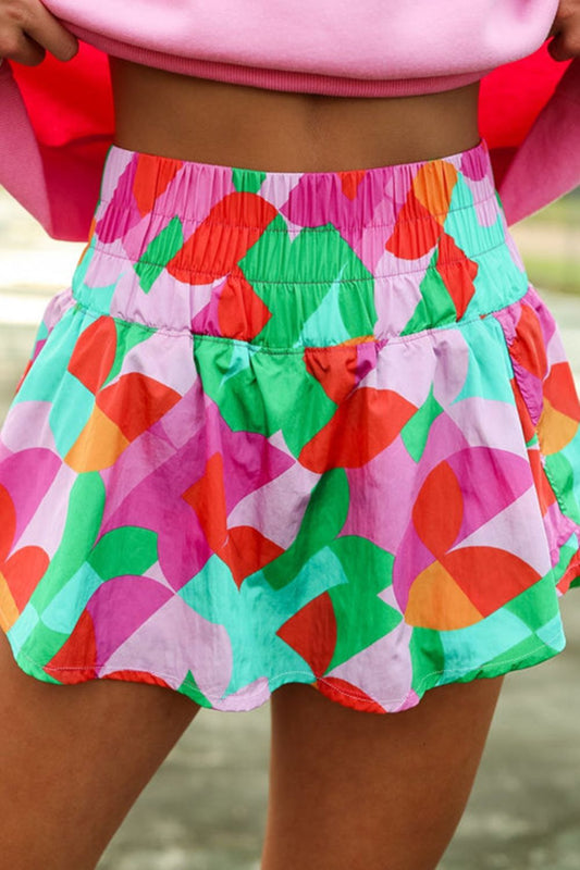 Honeybee Mumford's Smocked Contrast Print High Waist Skort