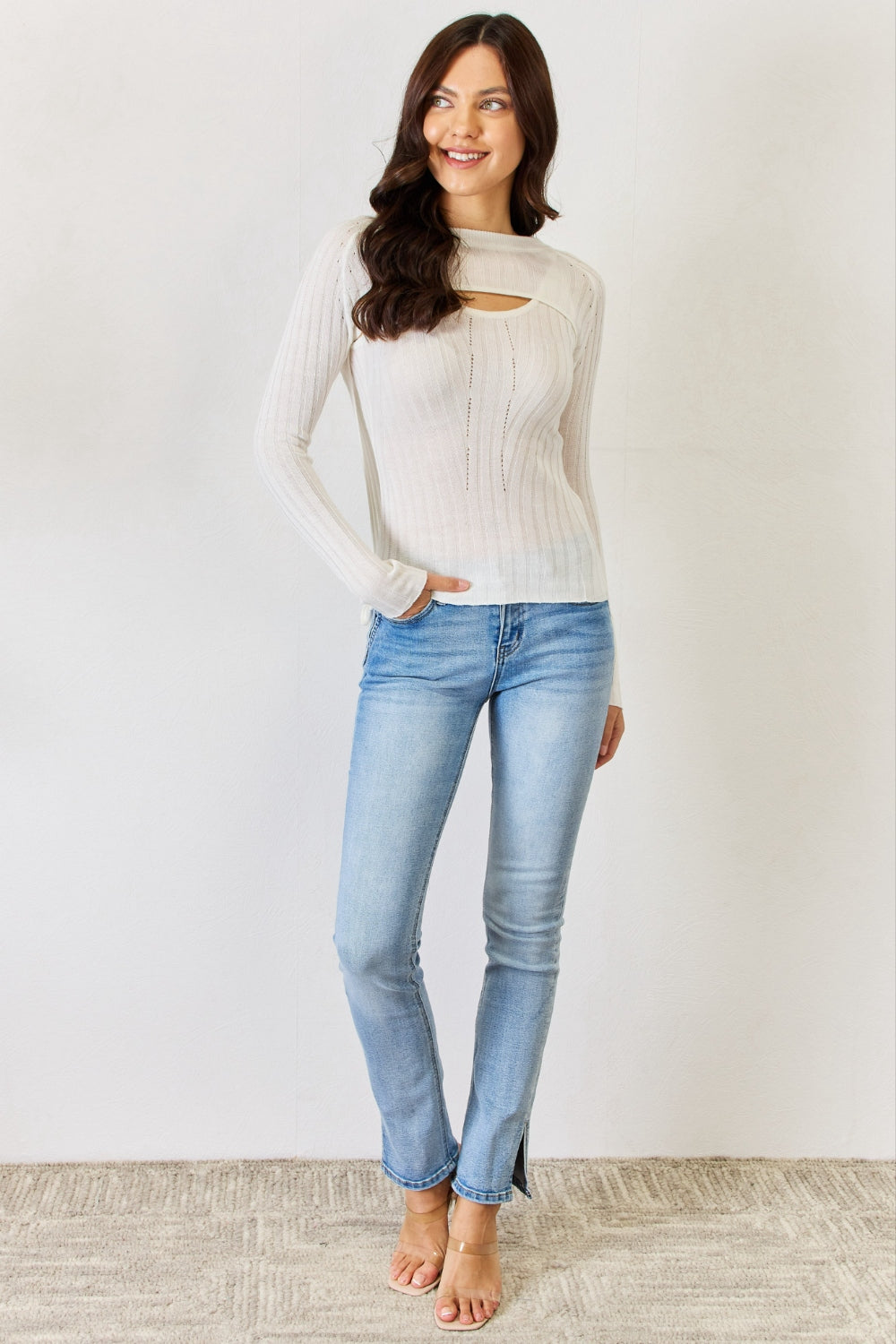 Honeybee Mumford's Fitted Long Sleeve Cutout Top