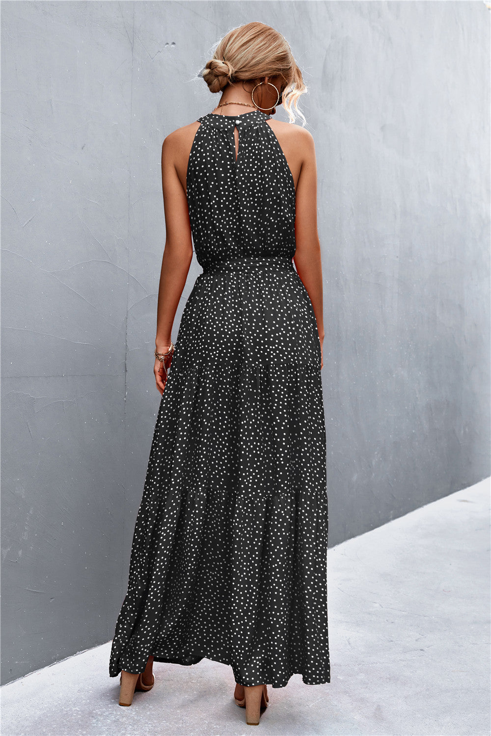 Honeybee Mumford's Printed Sleeveless Tie Waist Maxi Dress