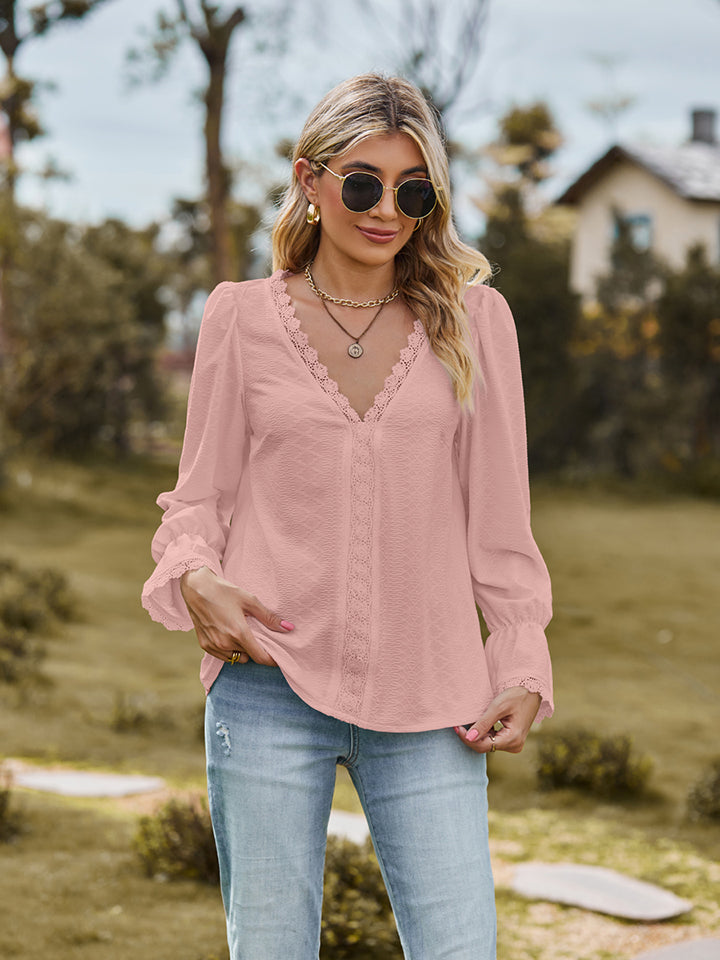 Honeybee Mumford's V-Neck Flounce Sleeve Blouse