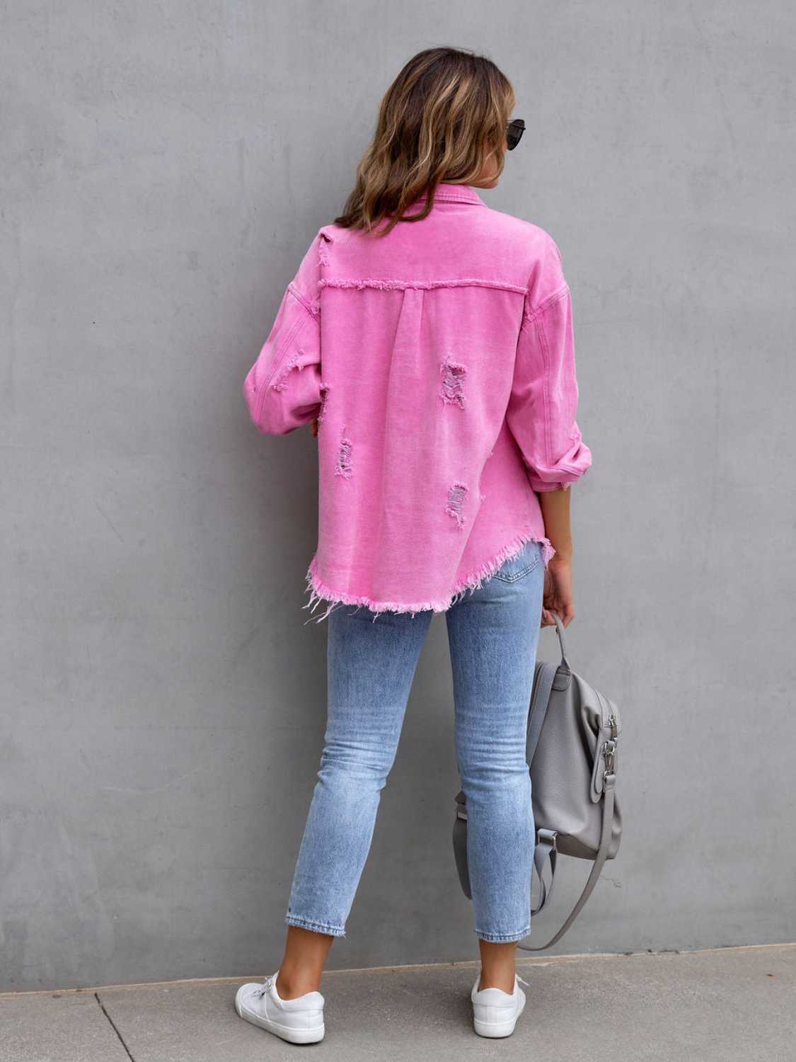 Honeybee Mumford's Distressed Drop Shoulder Denim Jacket