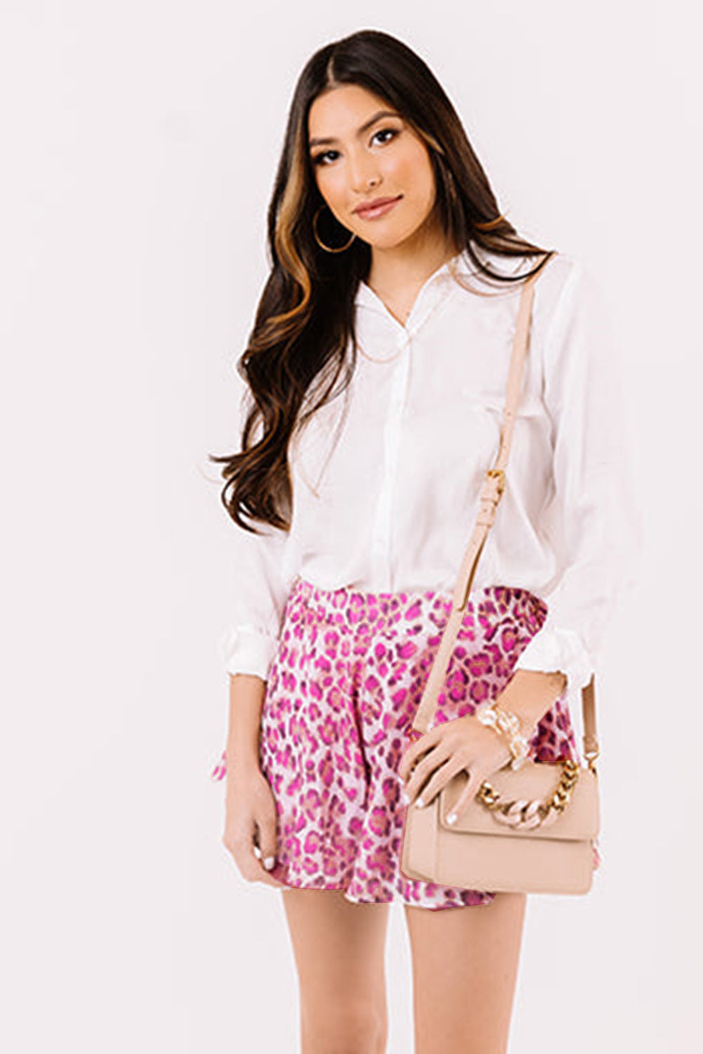 Honeybee Mumford's Rose Leopard Print Flutter Casual Shorts