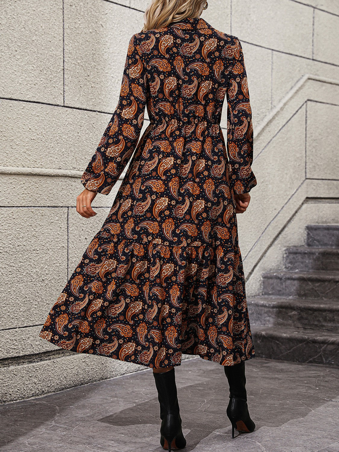 Honeybee Mumford's Long Sleeve Collared Midi Dress